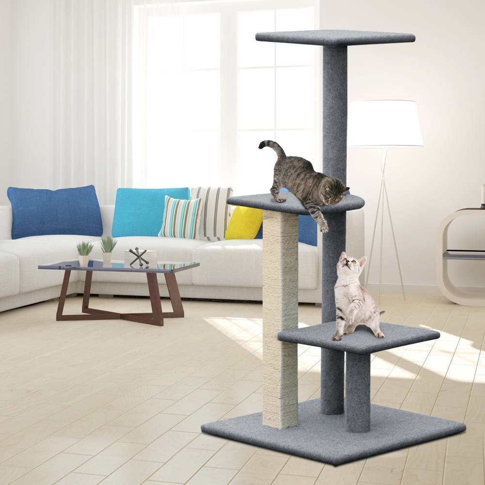 i.Pet Cat Tree 124cm Scratching Post Tower Scratcher Trees Wood Condo Board