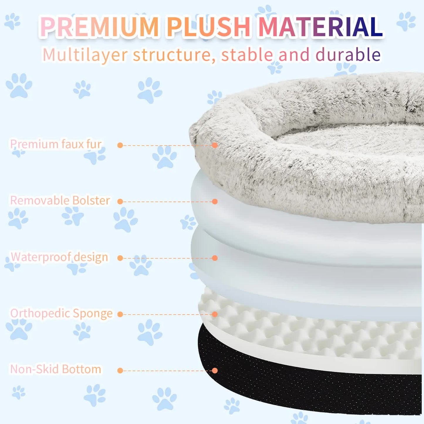 Fluffy Donut-Shaped Pet Bed- Soft, Cozy, and Anti-Anxiety for Dogs and Cats, Machine Washable Dark Gray  Size: 90*65*20cm