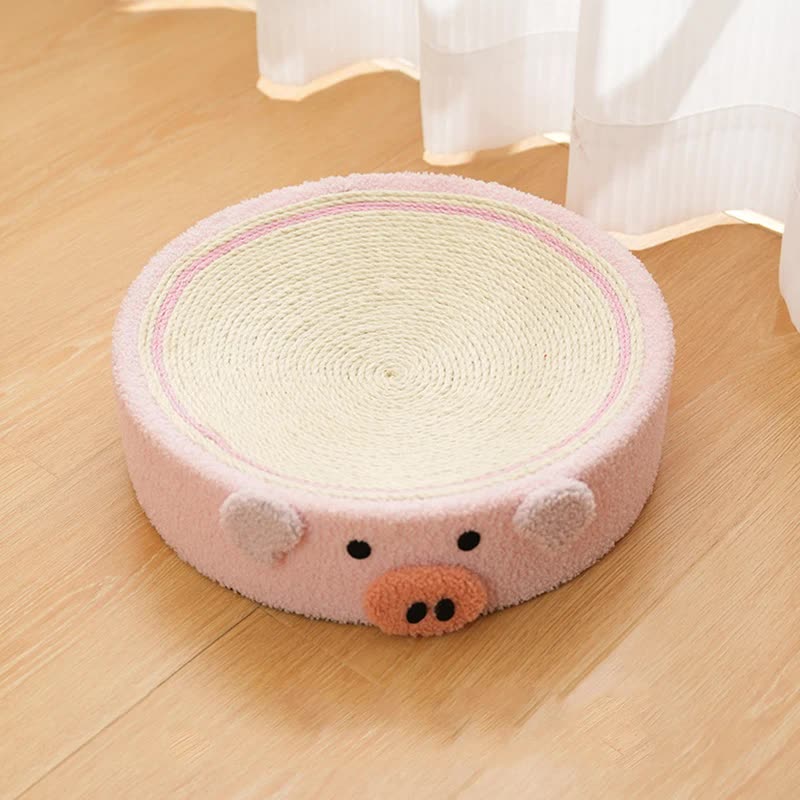 Pink Pig Cat Scratcher Bed - Cute Animal Design Sisal Pad for Scratching & Resting 40*40*10cm