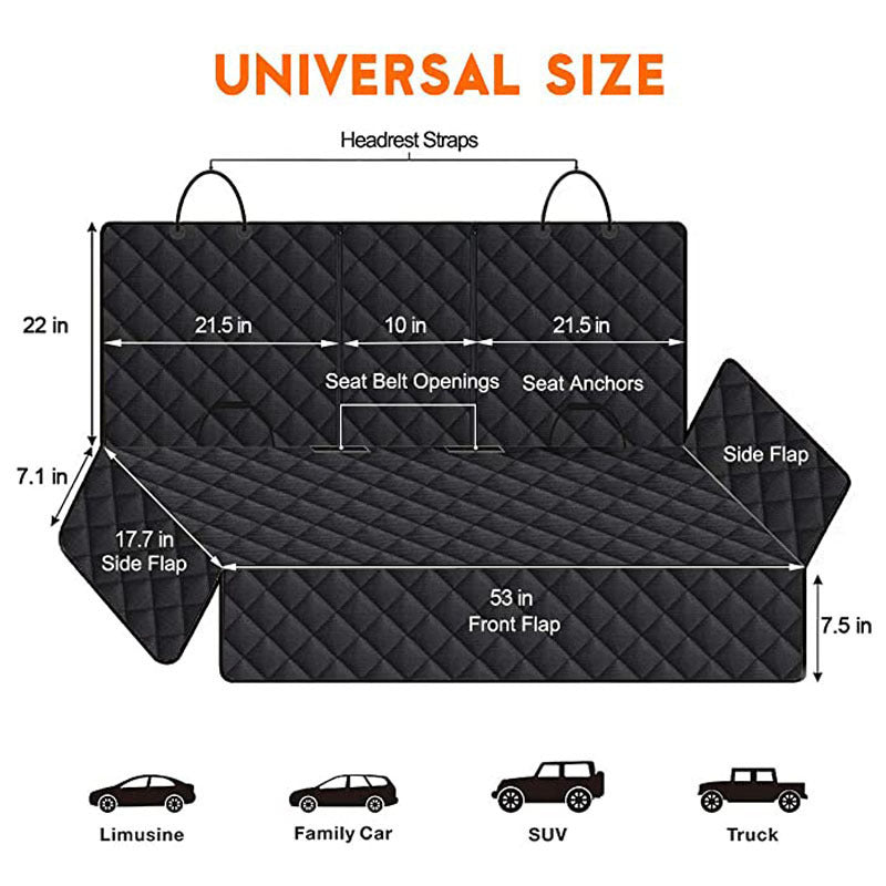 Universal Waterproof Dog Car Seat Cover with Non-Slip Backing - Pet Travel Protection Mat