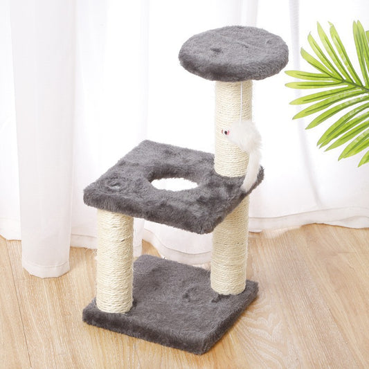 Cat Tree with Two Platforms, Scratching Posts, and Hanging Mouse Toy 40*15*20cm