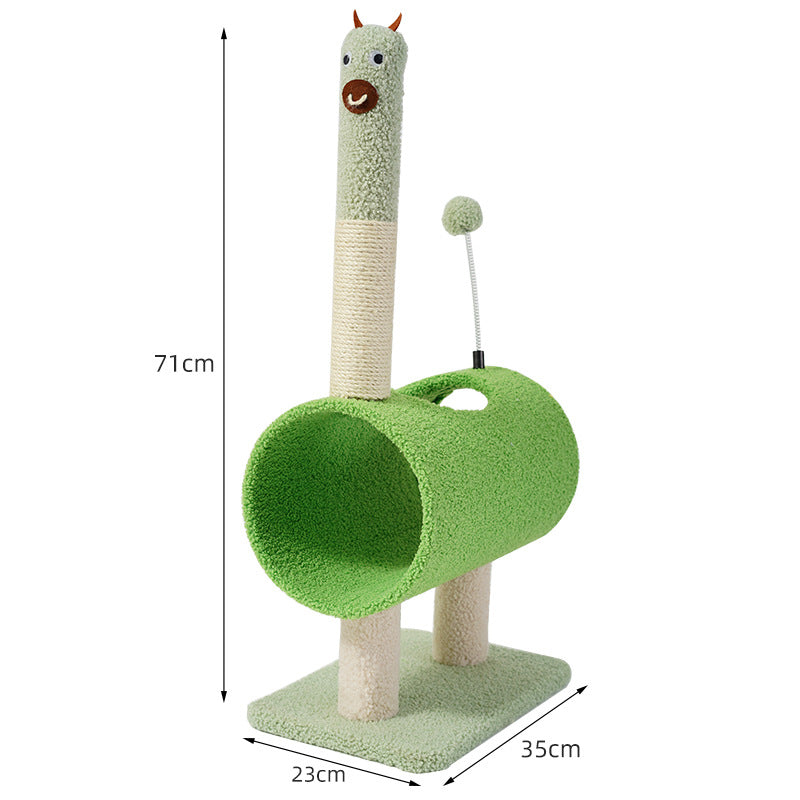 Interactive Cat Tunnel & Scratching Post with Spring Toy - Cozy Playtime for Kittens green 35*23*71cm